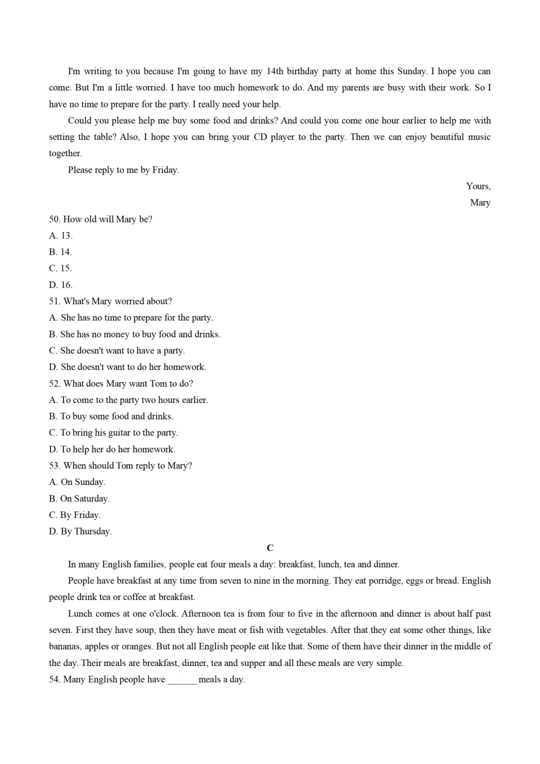 历年中考英语模拟卷分享:2025年贵州省中考英语第二次模拟试卷(原卷版+解析版+听力音频) 第6张