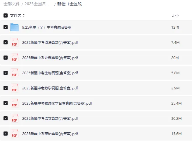 2025新疆中考真题|全科含解析|高清下载 第3张