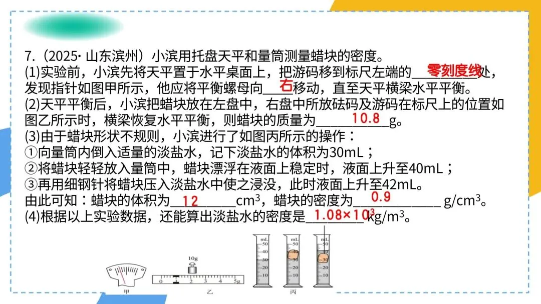 中考专题复习:特殊方法测密度(必考) 第21张