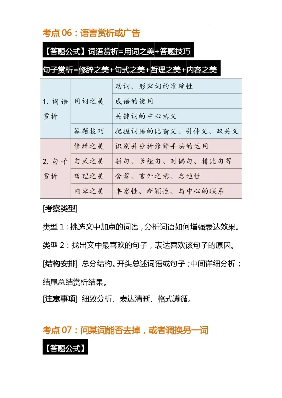 中考语文解题技巧 | 初中语文阅读理解常考题型答题公式模版 第5张