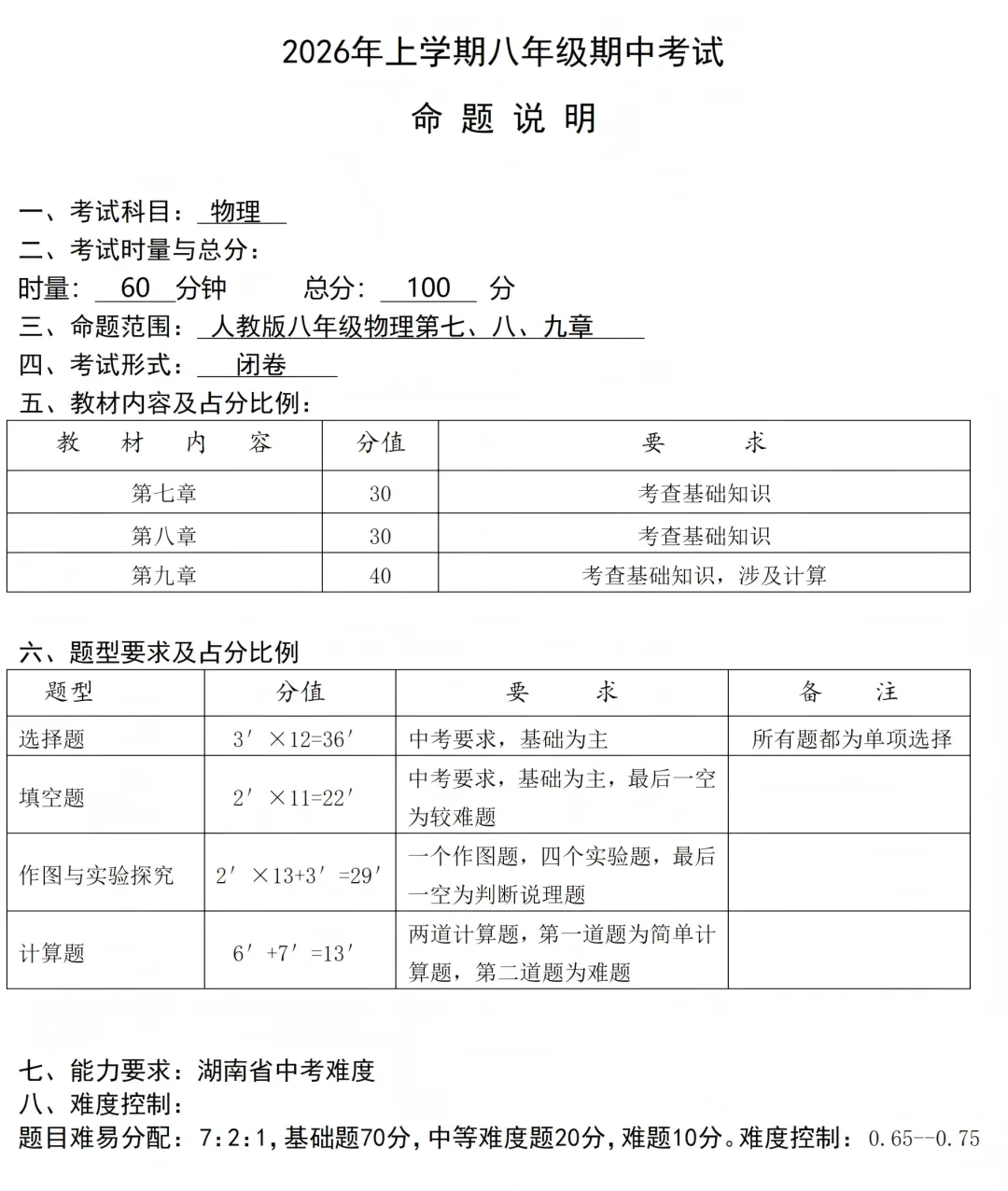 一中集团初三期中考试试卷及答案 第10张