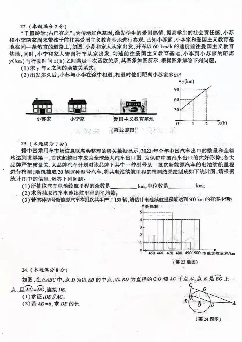 24 中考数理化模拟试卷 第11张