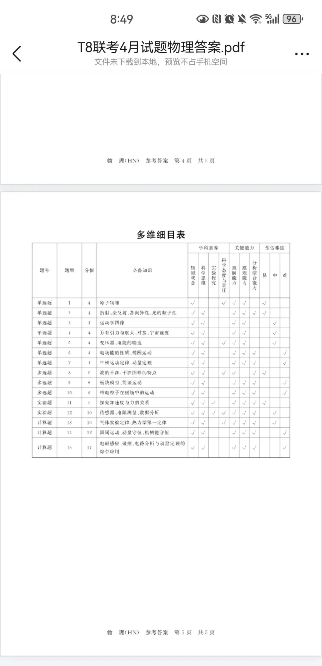 T8联考物理试卷及解析 第13张