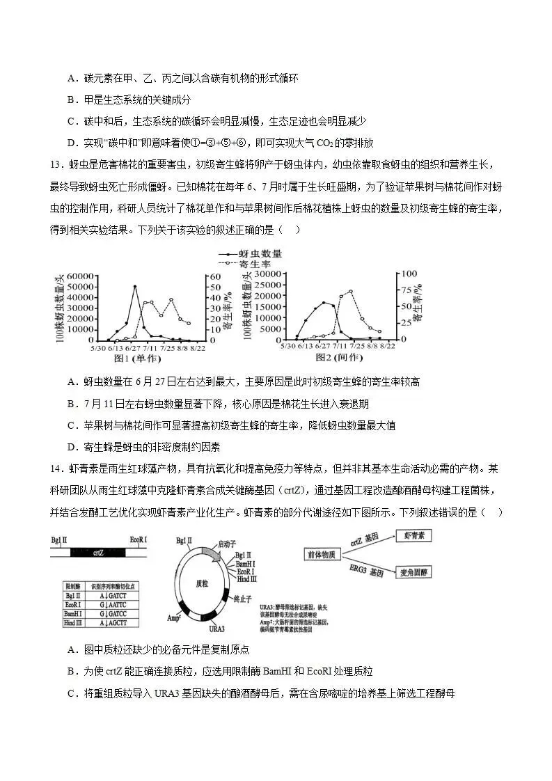 《高中试卷》2026安徽省合肥一六八中学高三下学期3月规范训练-生物 第7张