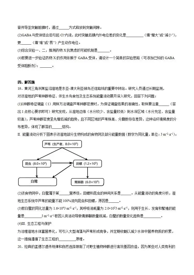 《高中试卷》2026安徽省合肥一六八中学高三下学期3月规范训练-生物 第11张
