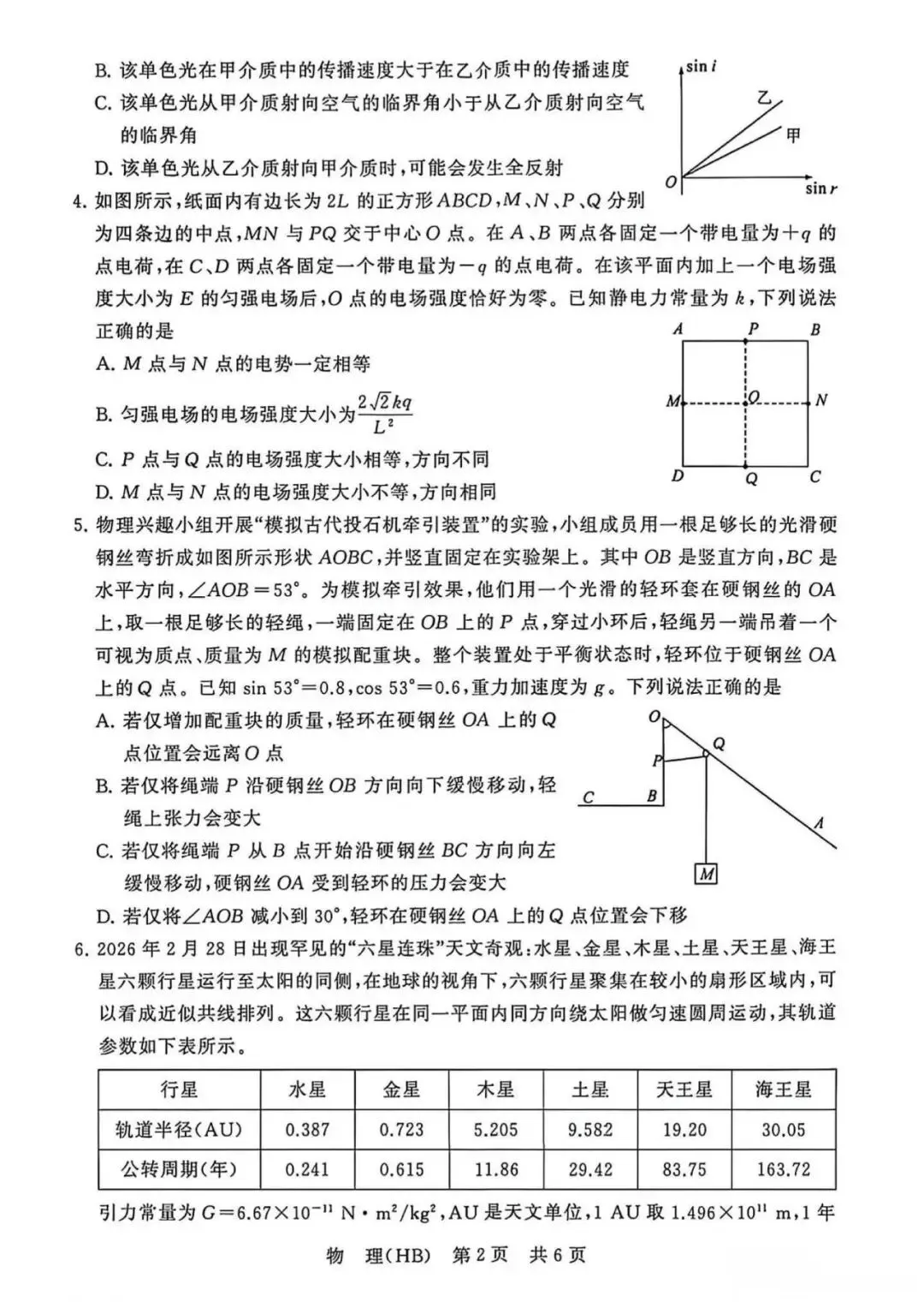 2026年4月湖北高三T8联考【物理】试卷及答案 第4张