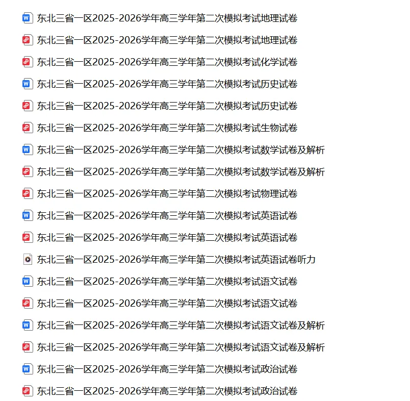 2026年4月高三年级全科模拟试卷合集(沈阳、大连、长春、哈尔滨、名校联盟、三省三校、辽西等) 第11张