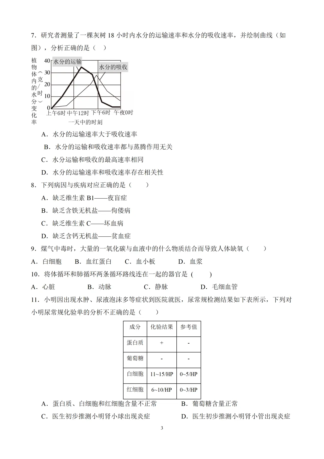 2026年广东惠州中考生物学质量检测(二)(含答案+试卷分析) 第3张
