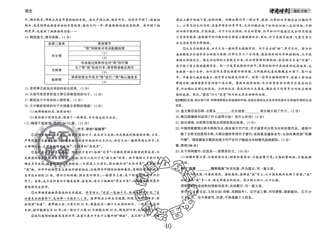26春-中考冲刺模拟试卷10套-语文(含答案) 第40张 26春-中考冲刺模拟试卷10套-语文(含答案) 第40张