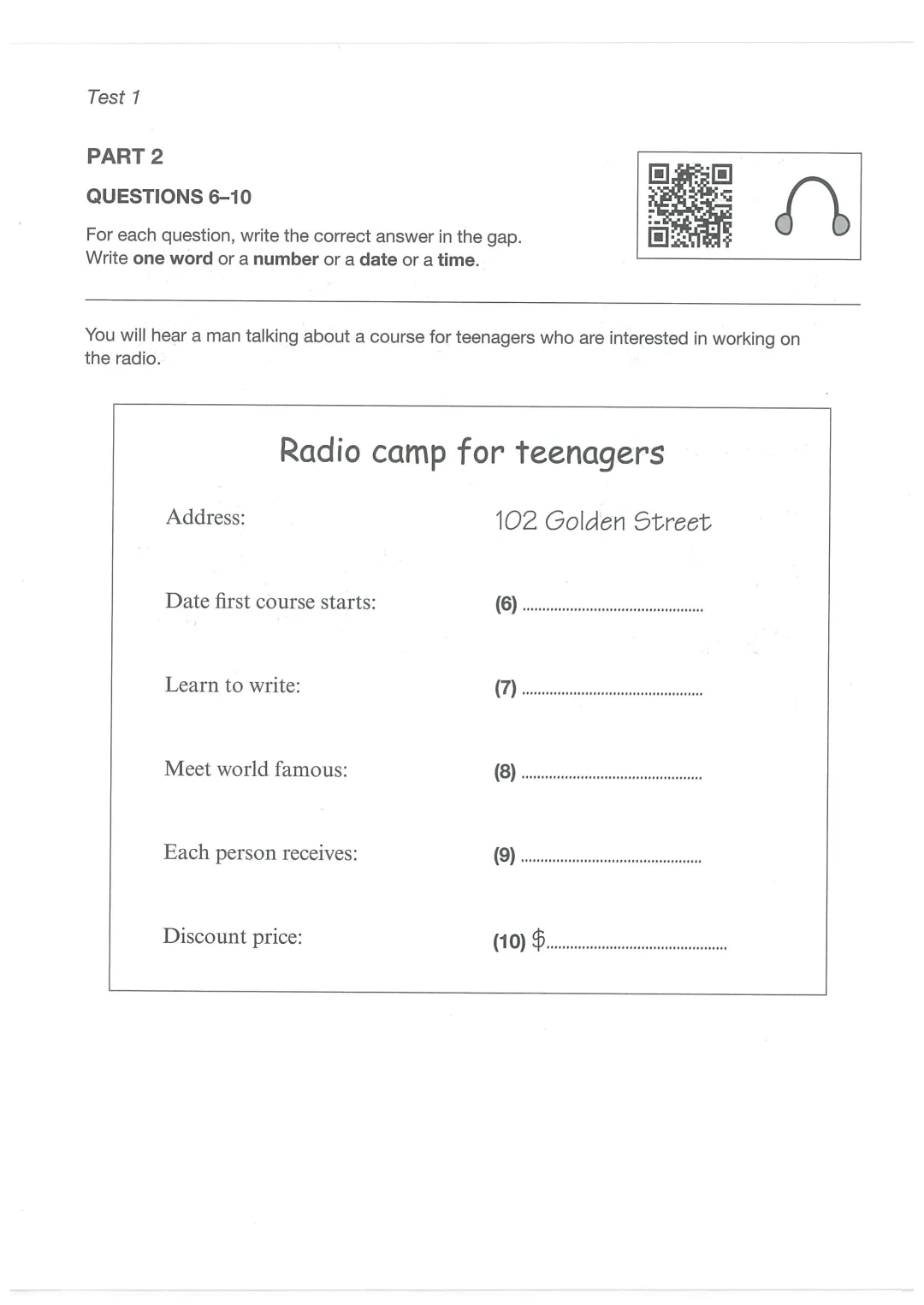 最新KET听力真题模考(1) 第4张