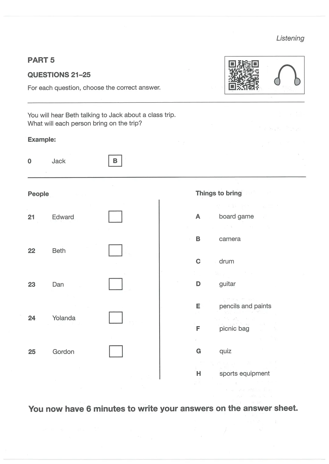 最新KET听力真题模考(1) 第7张
