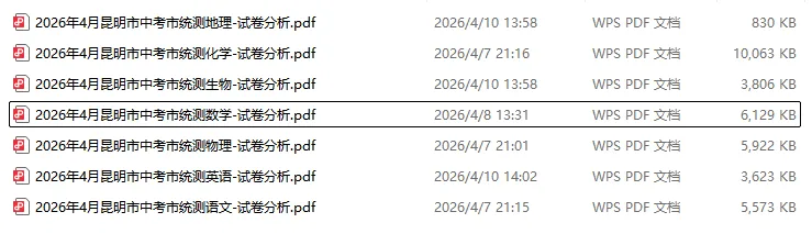 《2026昆明中考4月统测全科资料(试卷+答案+分析)免费领取!》 第1张