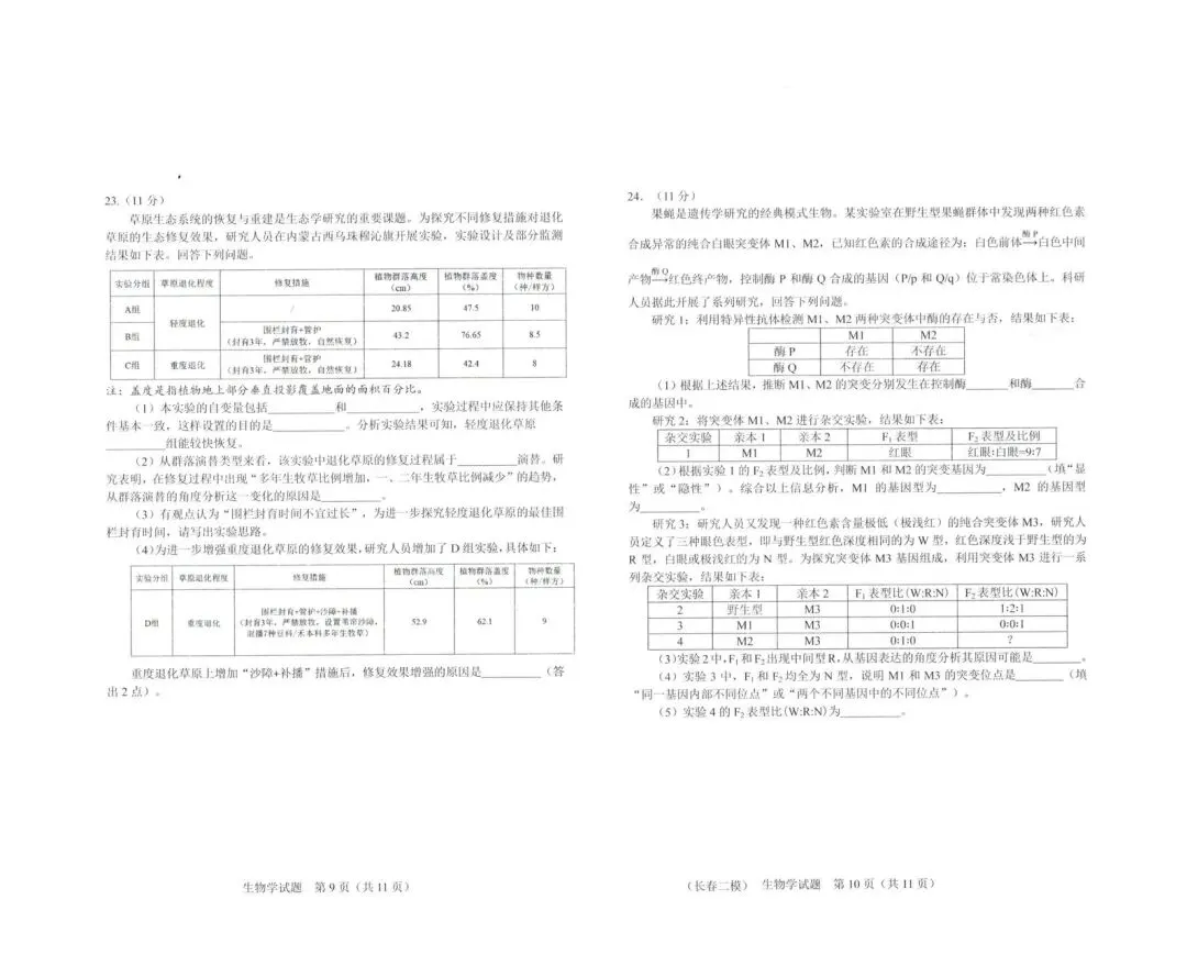 2026长春二模生物试卷 第5张