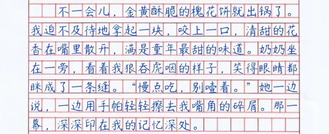 【中考满分作文拆解】手抄版《奶奶的槐花饼》 第5张 【中考满分作文拆解】手抄版《奶奶的槐花饼》 第5张