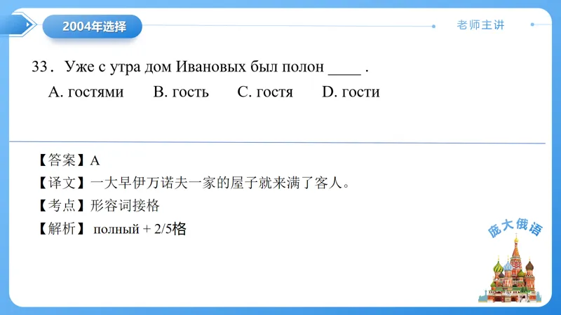真题课件系列2004年(一)语法选择题解析 第4张