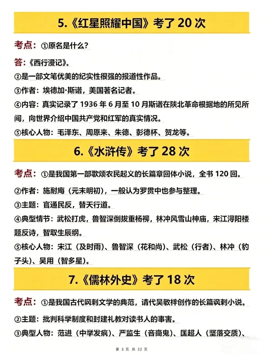 2026中考语文必考名著高频考点汇总 第3张