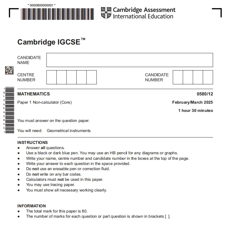 题库下载 | IGCSE数学0580真题PDF(2000~2025年) 第4张 题库下载 | IGCSE数学0580真题PDF(2000~2025年) 第4张