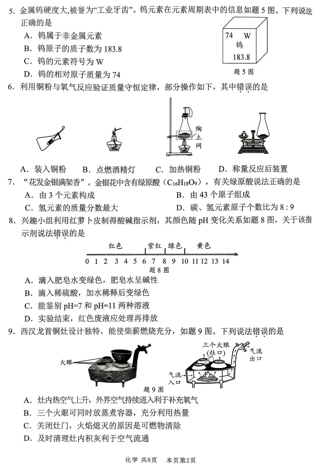 2026年初中学业水平适应性考试化学试卷(含答案) 第2张