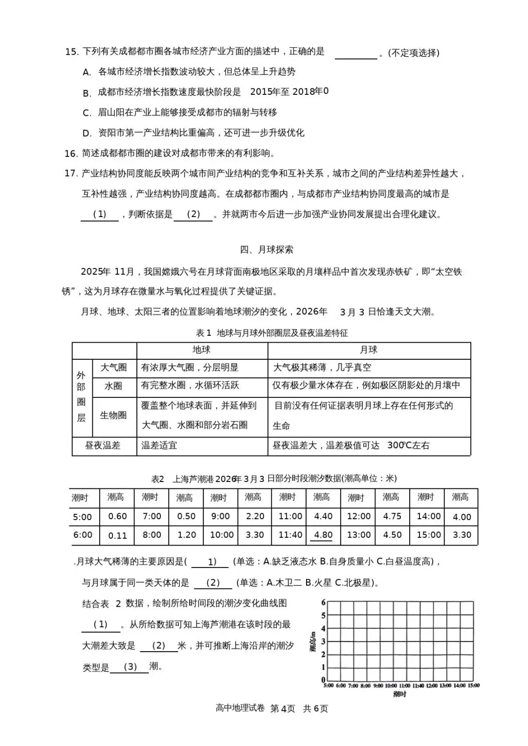 上海市黄浦区2026届高三地理二模试卷 第4张