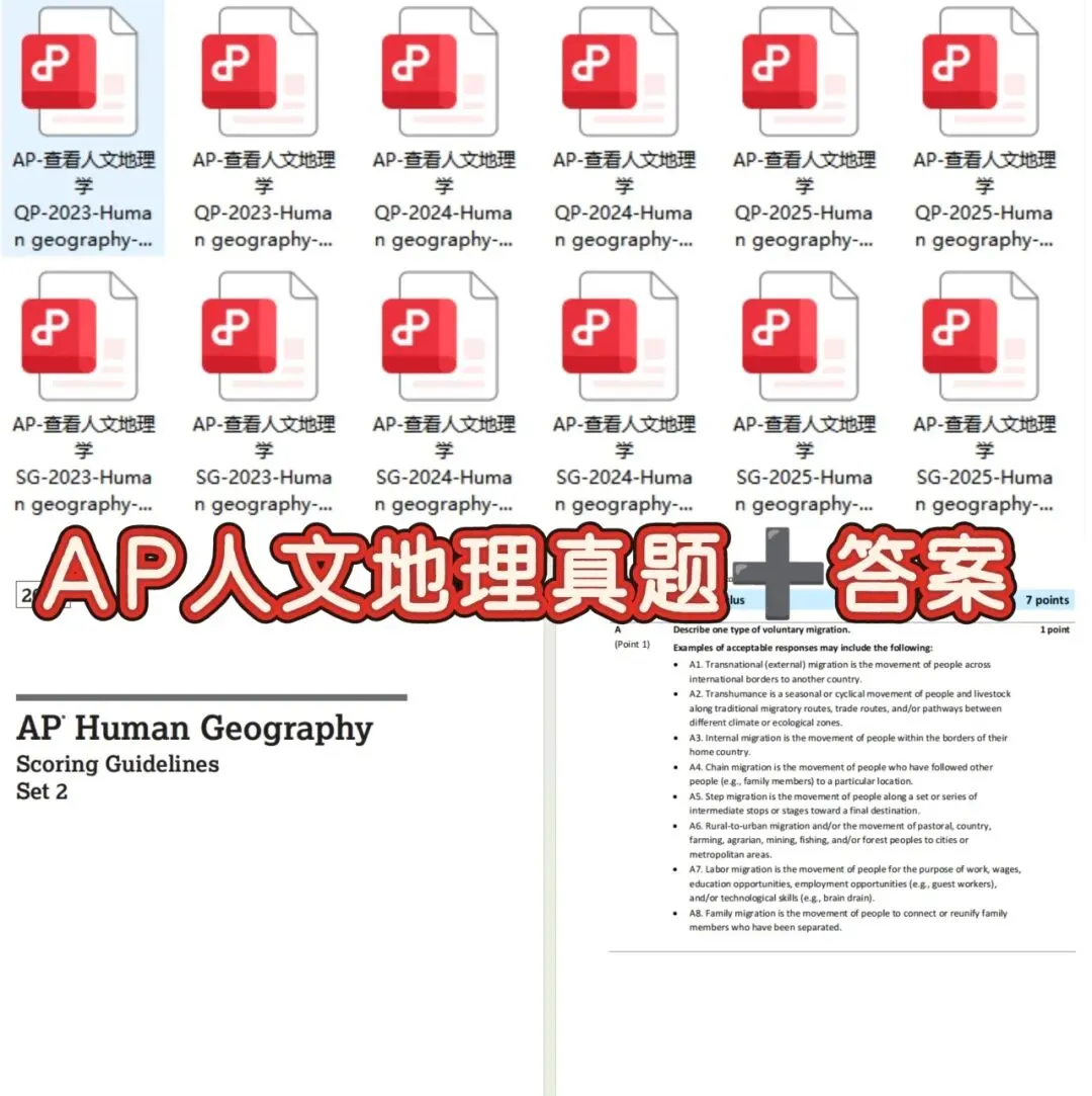 AP人文地理真题+AP心理真题大放送!历年高清无水印版下载 第1张