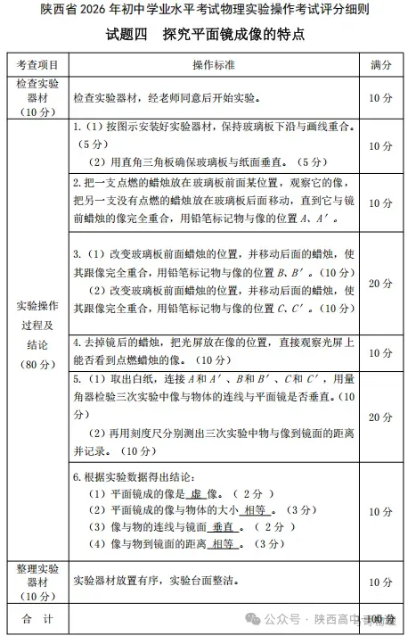 【中考实验考试】2026年陕西中考理化生实验考试试题、评分细则及答案 第10张
