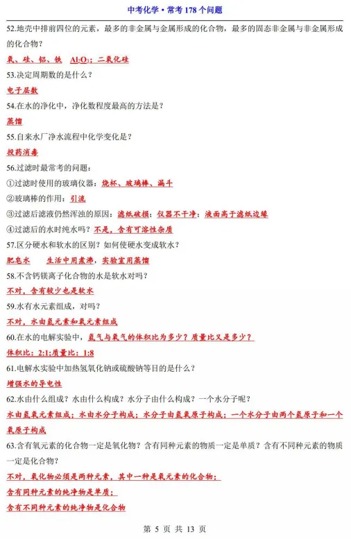 【中考满分速记】化学常考178个问题 第6张