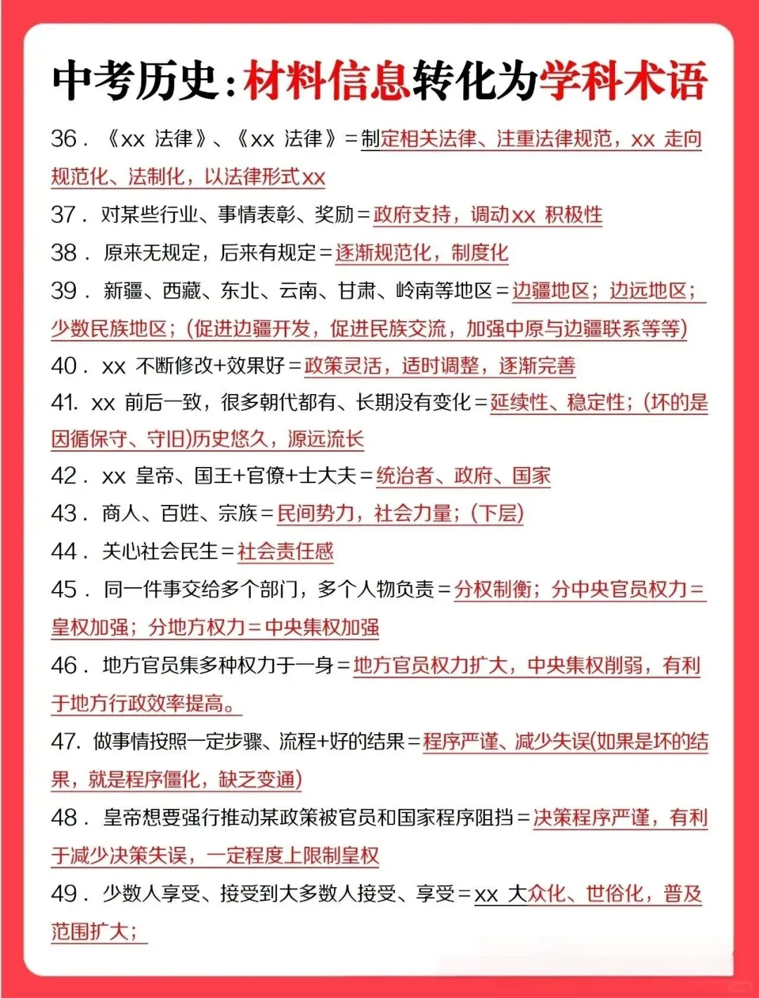 中考历史材史料题转换术语 第8张