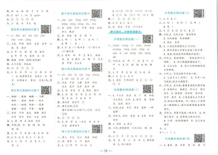 一年级下册语文试卷答案 第3张