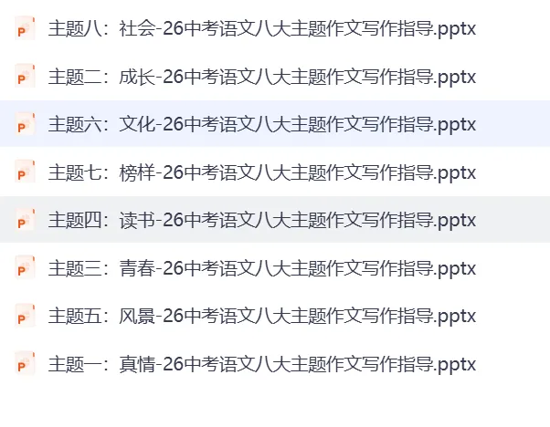 2026新版《中考语文八大主题作文写作指导》电子版 可下载打印 第1张