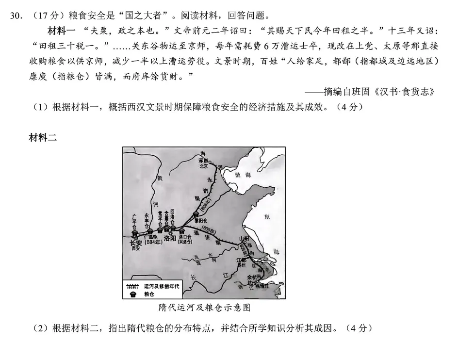 好题分享 | 26中考模拟 历史 |粮食 民心 兴衰 第2张
