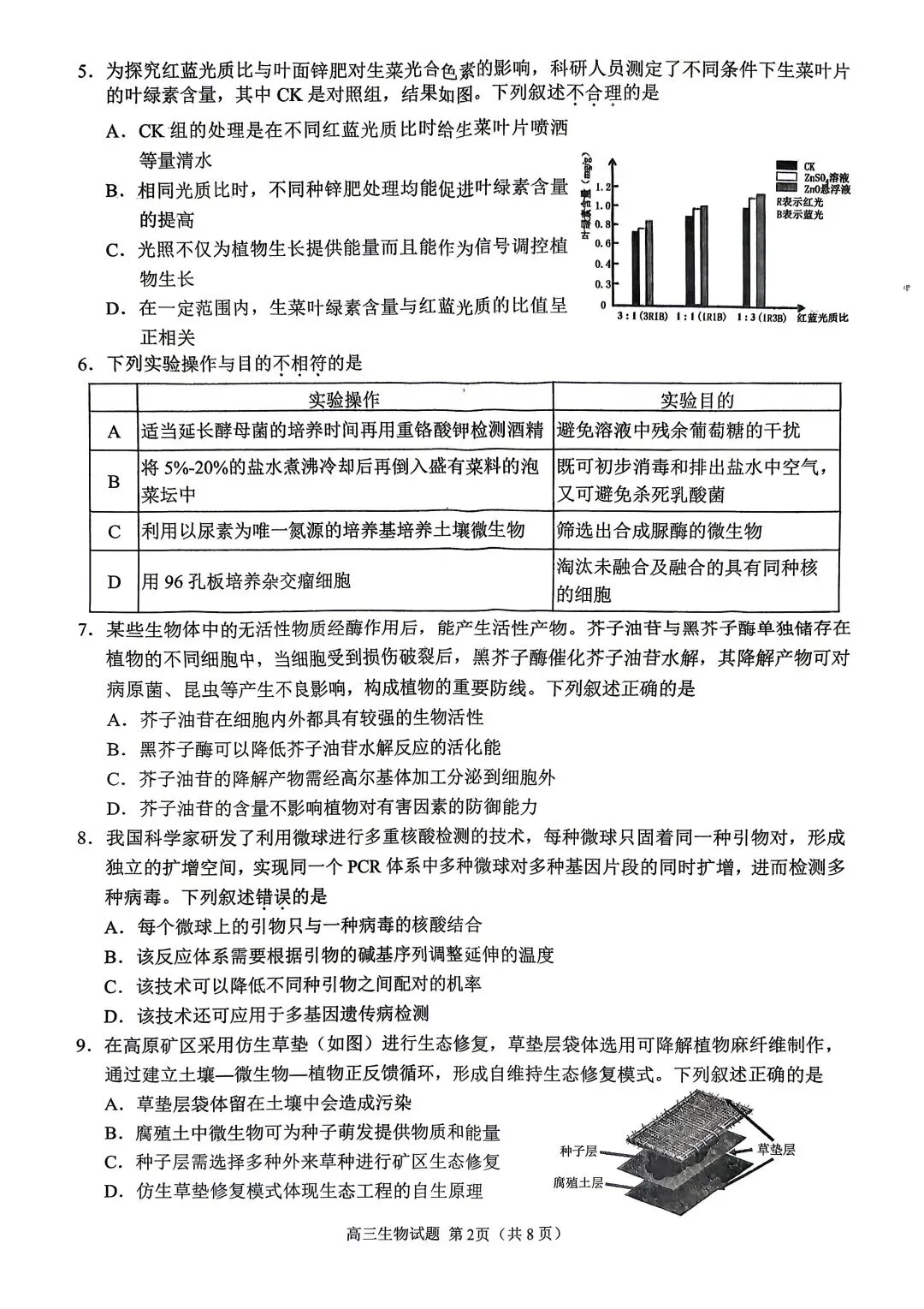 【试题中心】泉州市2026届高三模拟考试(二)生物试题+评分细则 第2张