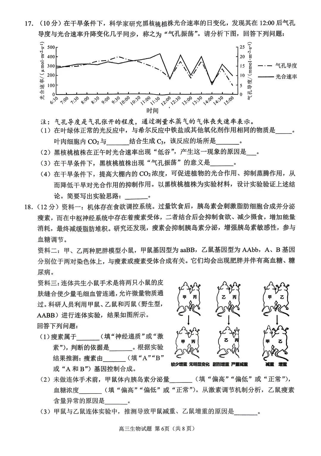 【试题中心】泉州市2026届高三模拟考试(二)生物试题+评分细则 第6张