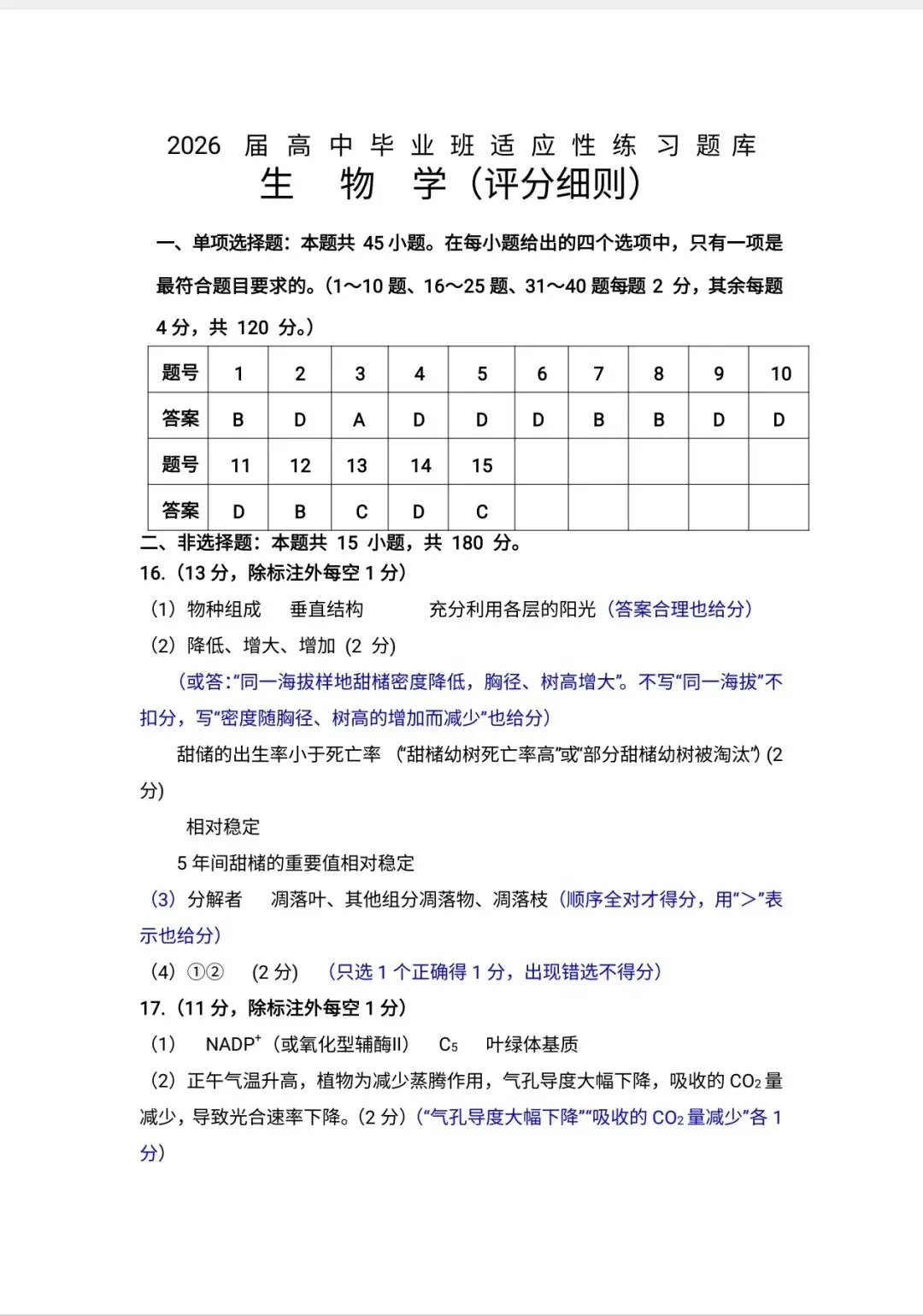 【试题中心】泉州市2026届高三模拟考试(二)生物试题+评分细则 第9张