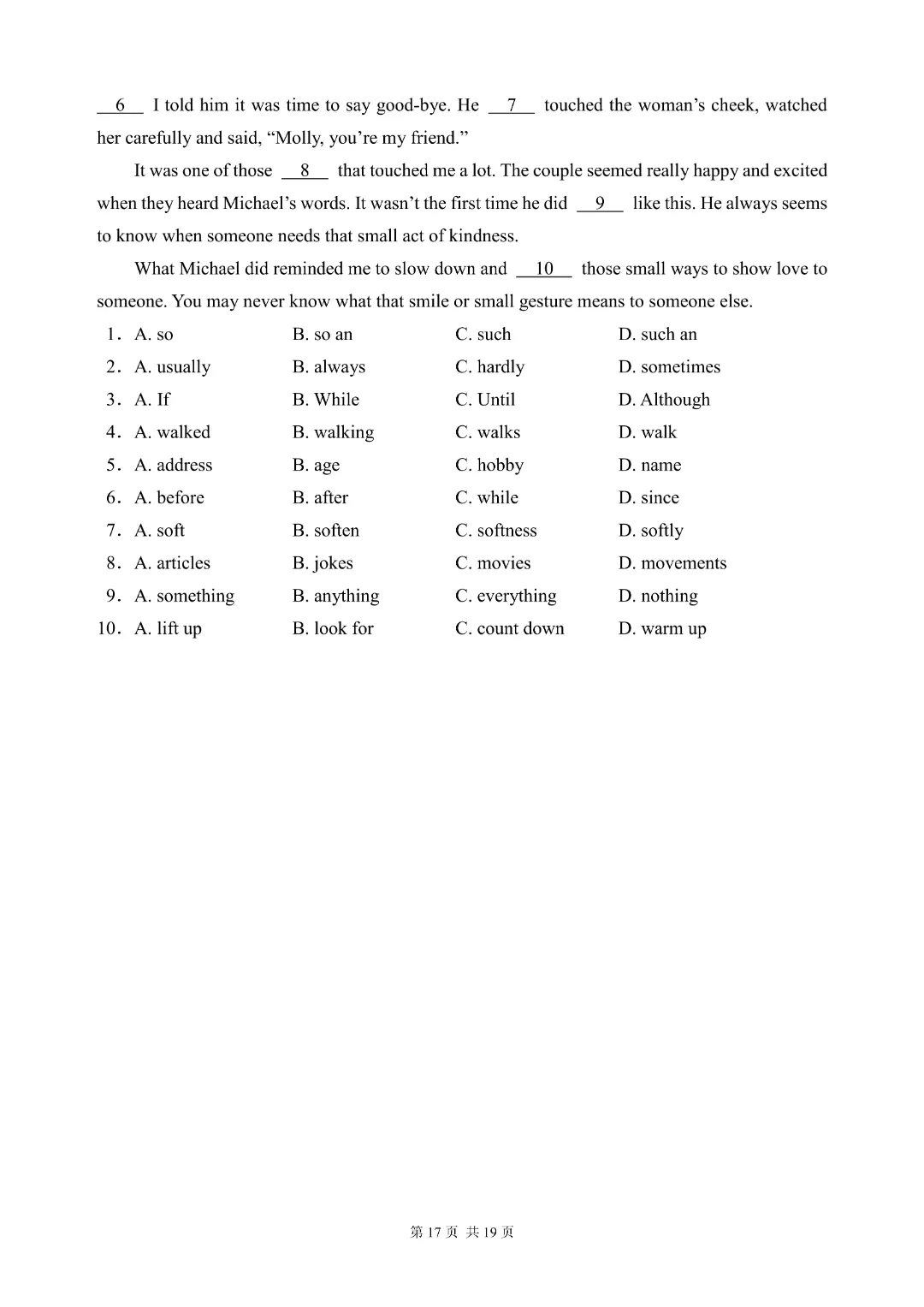 【26春新版7-9年级英语通用版】初中中考英语《完形填空40篇含答案》|完整高清电子版可打印 第17张