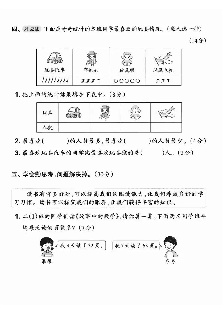 二年级下册人教版数学期中试卷5套(完整电子版可打印) 第10张