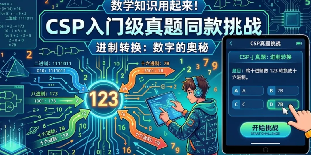 数学知识用起来!进制转换CSP入门级真题同款挑战 第1张 数学知识用起来!进制转换CSP入门级真题同款挑战 第1张