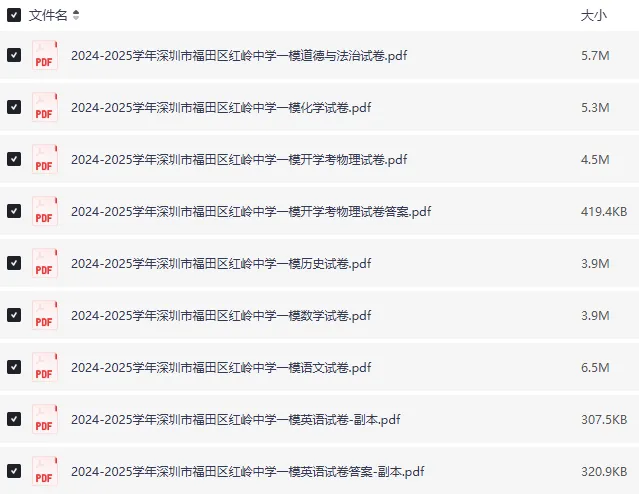 2025深圳红岭初三一模真题|全科含答案|高清可打印免费下载 第3张
