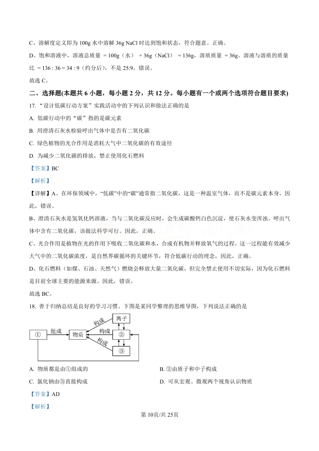 【中考真题】2025年青岛市中考化学学真题-答案解析(附高清pdf下载链接) 第15张