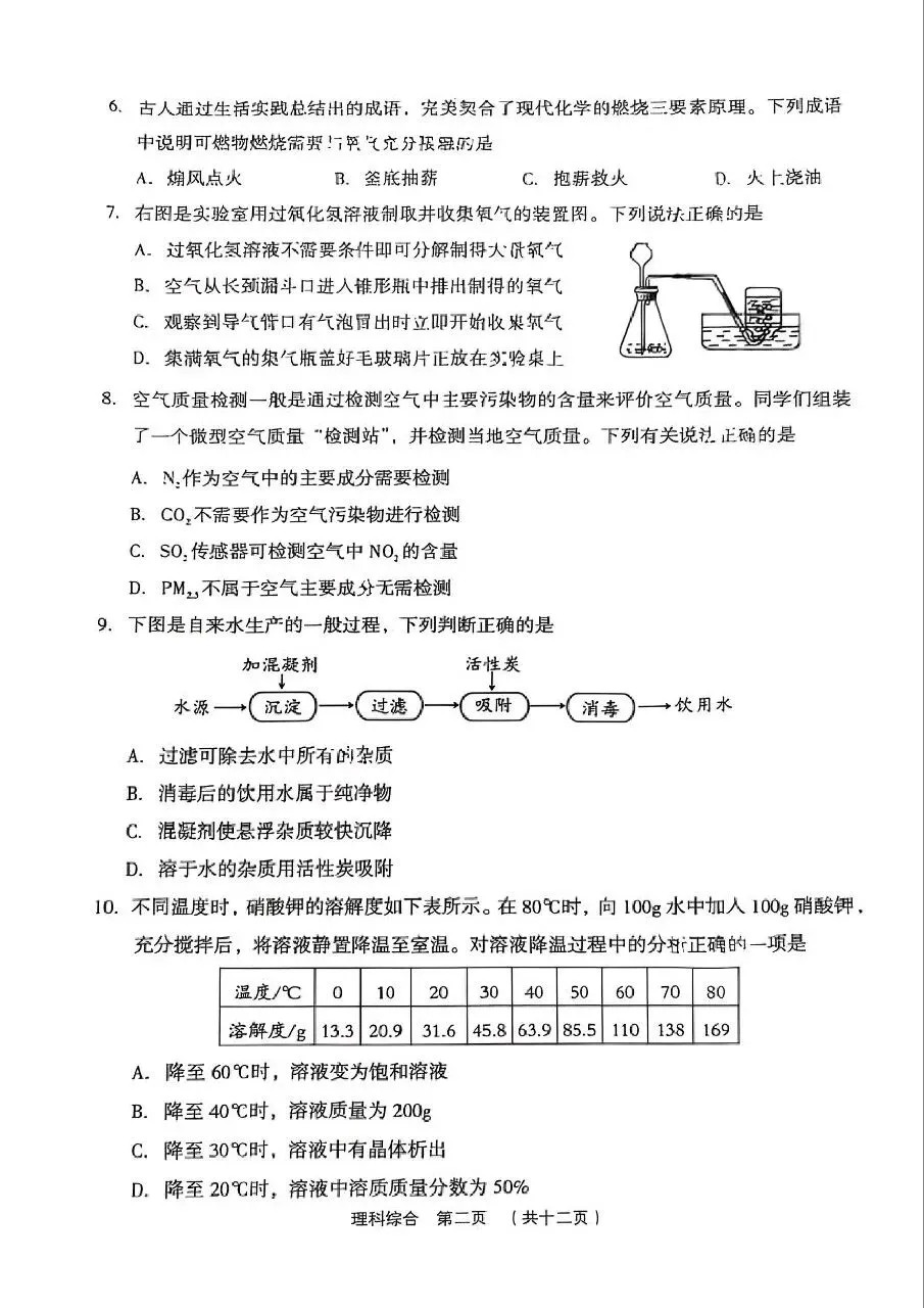 【理综】2026年孝义市第一次中考模拟考试题(卷)试卷+答案 第2张