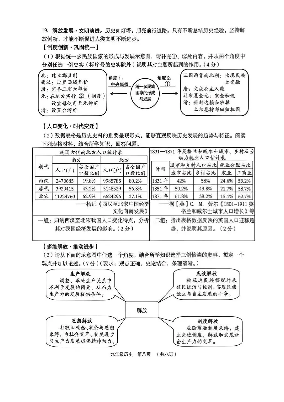 【历史】2026年孝义市第一次中考模拟考试题(卷)试卷+答案 第8张