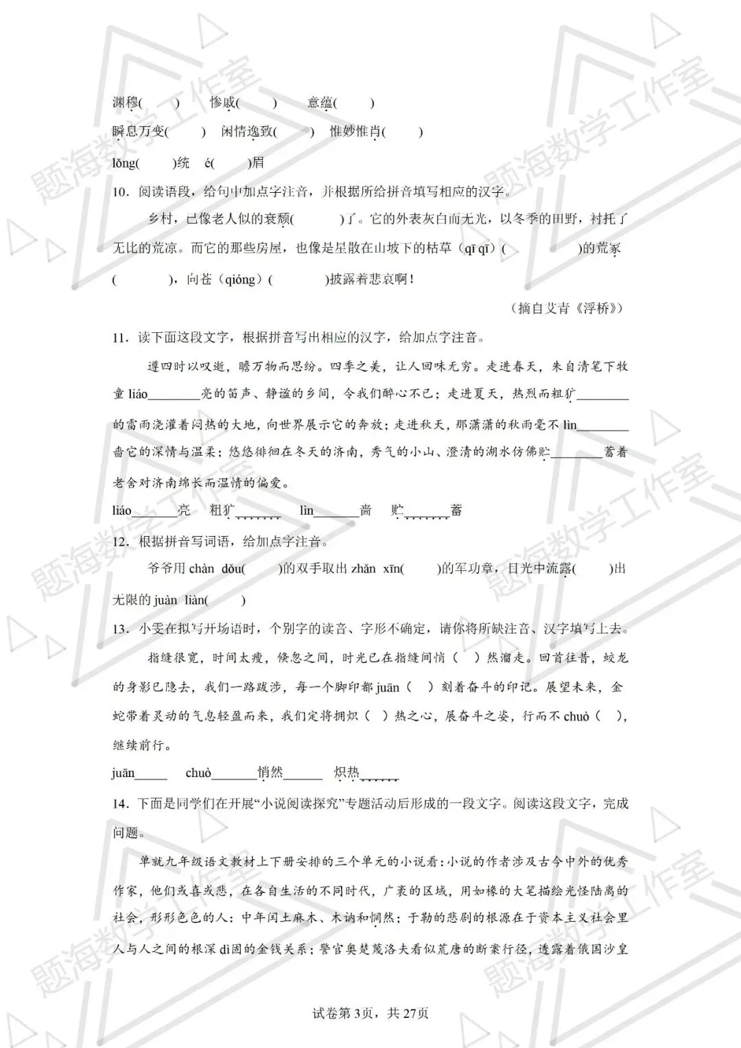 26年辽宁中考语文新题型根据拼音写汉字+注音专项训练 第3张