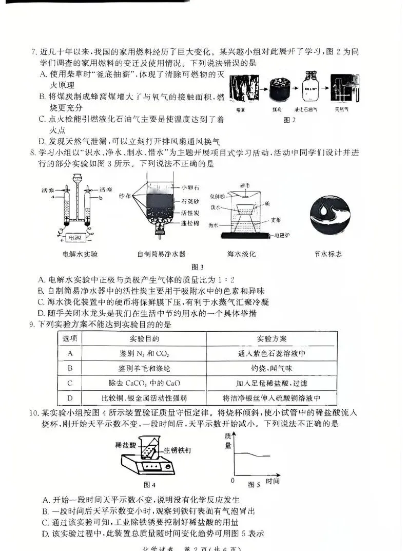 中考化学 | 2026.4河北省唐山市中考一模卷含答案 第4张