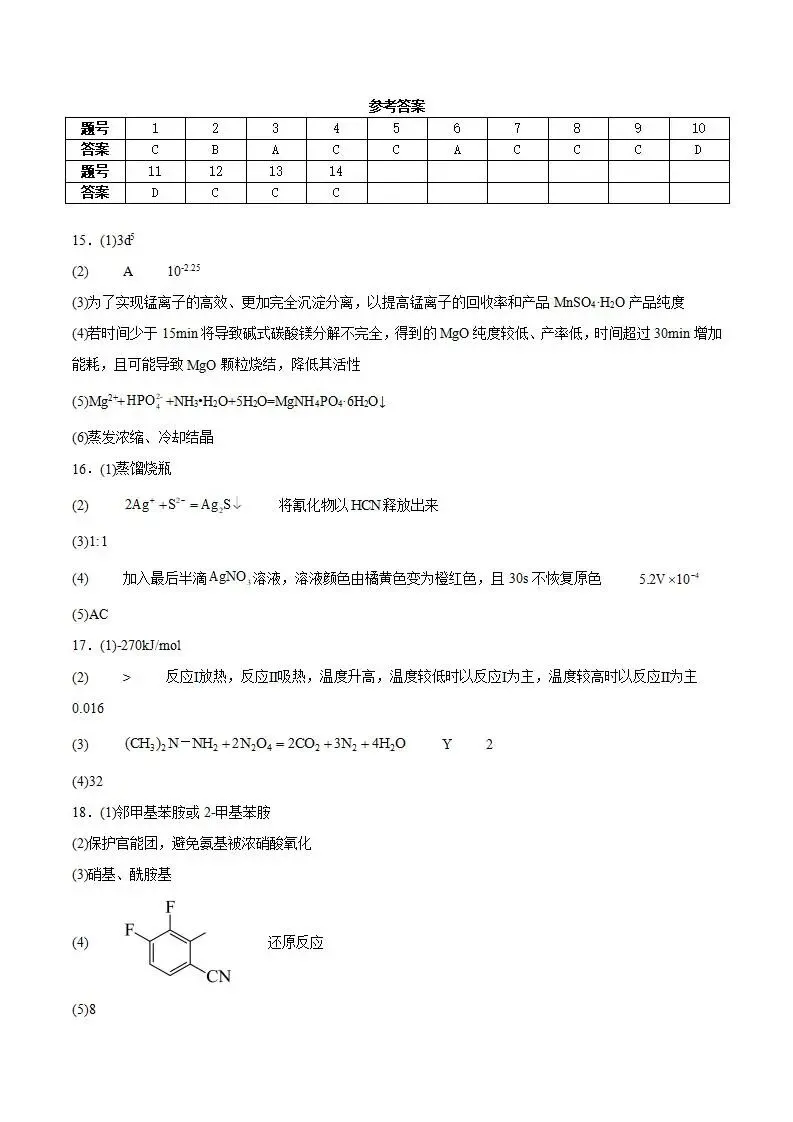 《高中试卷》安徽省合肥市“校集团”2026届高三下学期第一次模拟考试化学(含答案) 第14张 《高中试卷》安徽省合肥市“校集团”2026届高三下学期第一次模拟考试化学(含答案) 第14张