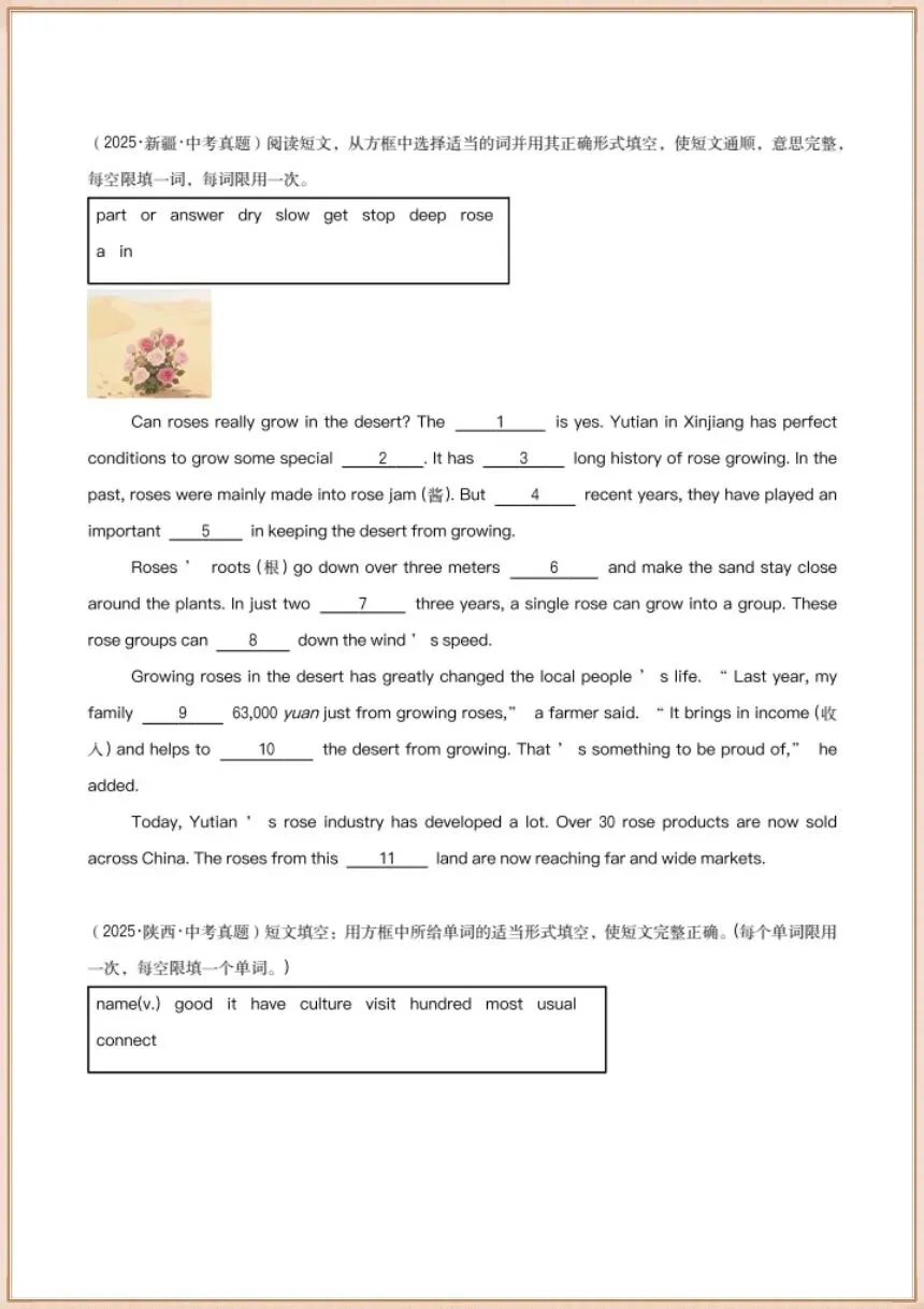 中考英语|2026年春中考英语真题专项总复习(含语法填空15篇、选词、短文首字母、短文汉语提示、完形填空)共12个专题,电子版可下载打印! 第12张