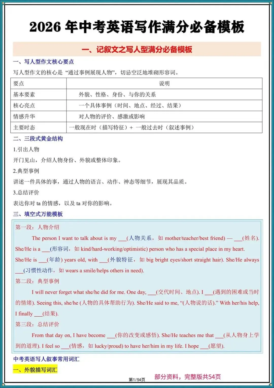 2026年中考英语作文预测,满分押题范文热点话题模板,背会拿高分! 第2张