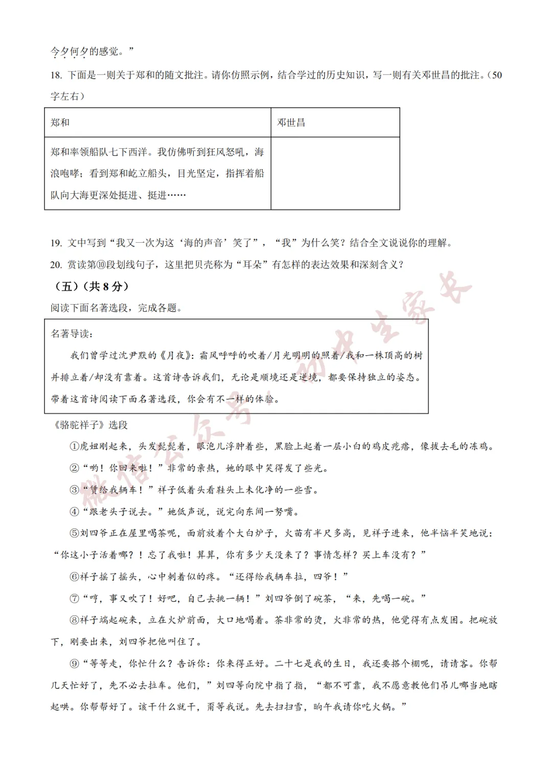 2026年中考语文二模试卷(附答案详解,可打印),孩子提分必备! 第8张 2026年中考语文二模试卷(附答案详解,可打印),孩子提分必备! 第8张