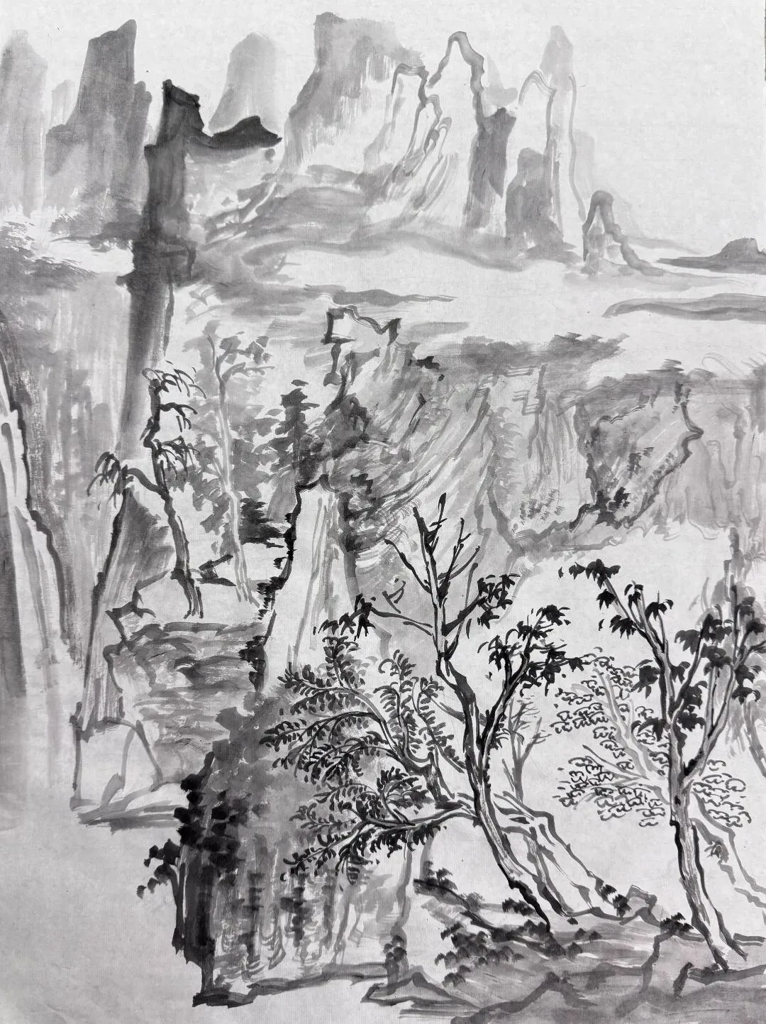 【写意带画】湖师大23年真题《清幽》直播步骤示范!内含免费教程! 第6张