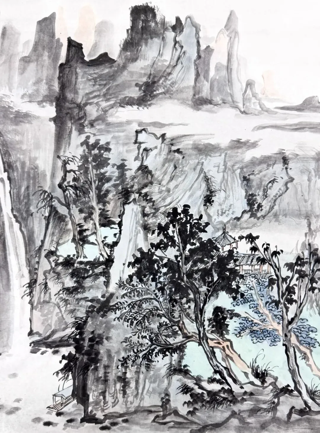 【写意带画】湖师大23年真题《清幽》直播步骤示范!内含免费教程! 第8张