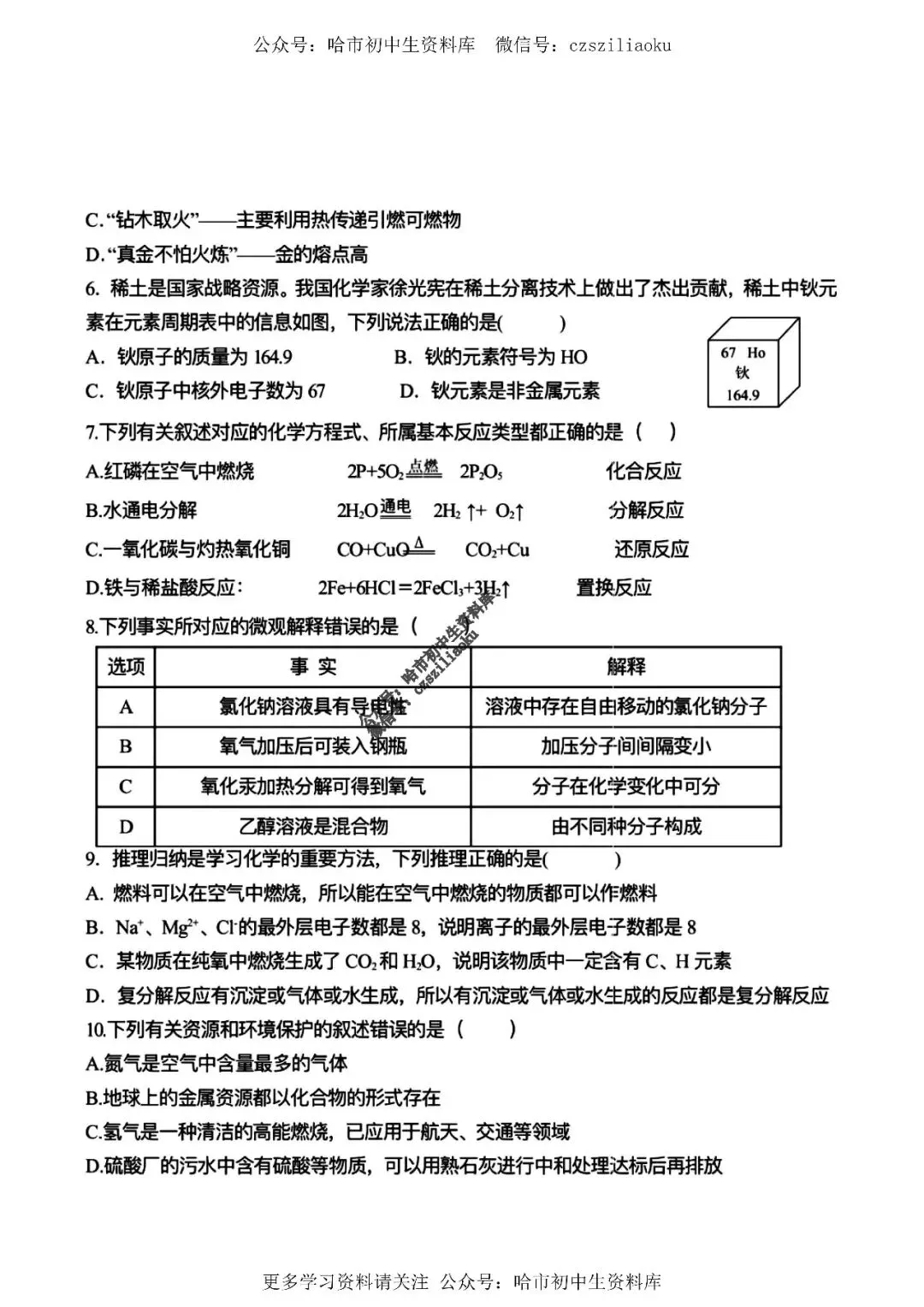 九年级化学·2026中考·虹桥4月校一模试卷+答案 第3张