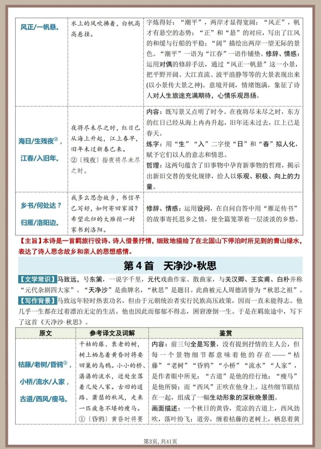 中考复习专项|语文课标41首古诗词曲鉴赏,词解译文加赏析! 第3张